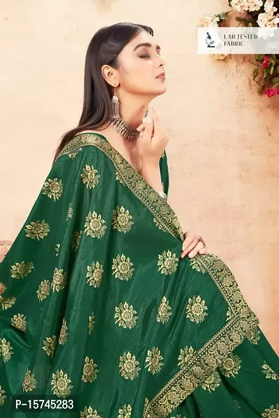 Anoushka ARBUDA FASHION Women's Solid Silk 5.5 Meter Saree with Unstitched Blouse Piece [Green].-thumb4