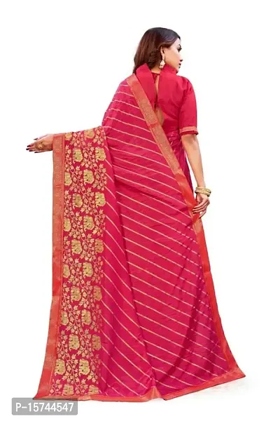 Anoushka ARBUDA FASHION Women's Solid Silk 5.5 Meter Saree with Unstitched Blouse Piece.(Pink)-thumb2