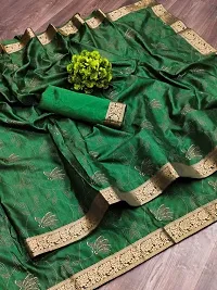 Anoushka ARBUDA FASHION Women's Solid Silk 5.5 Meter Saree with Unstitched Blouse Piece (Green)-thumb2