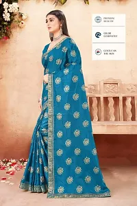 Anoushka ARBUDA FASHION Women's Solid Silk 5.5 Meter Saree with Unstitched Blouse Piece [Blue].-thumb2