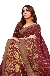 Anoushka ARBUDA FASHION Women's Solid Silk 5.5 Meter Saree with Unstitched Blouse Piece (Dark-Red)-thumb3