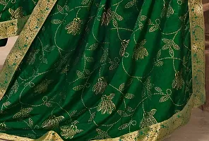 Anoushka ARBUDA FASHION Women's Solid Silk 5.5 Meter Saree with Unstitched Blouse Piece (Green)-thumb1