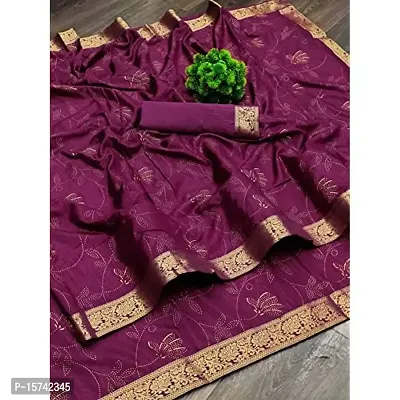 Anoushka ARBUDA FASHION Women's Solid Silk 5.5 Meter Saree with Unstitched Blouse Piece (Wine)-thumb3