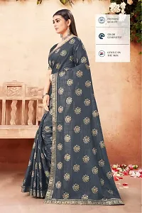 Anoushka ARBUDA FASHION Women's Solid Silk 5.5 Meter Saree with Unstitched Blouse Piece [Black].-thumb2