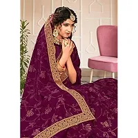 Anoushka ARBUDA FASHION Women's Solid Silk 5.5 Meter Saree with Unstitched Blouse Piece (Wine)-thumb1