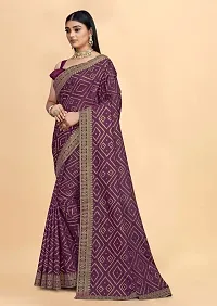 Anoushka ARBUDA FASHION Women's Solid Silk 5.5 Meter Saree with Unstitched Blouse Piece (Wine-thumb2