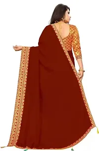 Anoushka ARBUDA FASHION Women's Solid Silk 5.5 Meter Saree with Unstitched Blouse Piece [maroon]-thumb2