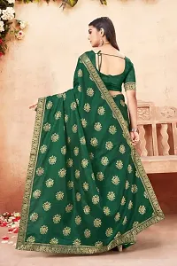 Anoushka ARBUDA FASHION Women's Solid Silk 5.5 Meter Saree with Unstitched Blouse Piece [Green].-thumb1