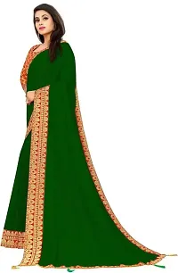 Anoushka ARBUDA FASHION Women's Solid Silk 5.5 Meter Saree with Unstitched Blouse Piece [Green]-thumb2