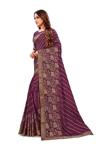 Anoushka ARBUDA FASHION Women's Solid Silk 5.5 Meter Saree with Unstitched Blouse Piece.(Wine)-thumb2