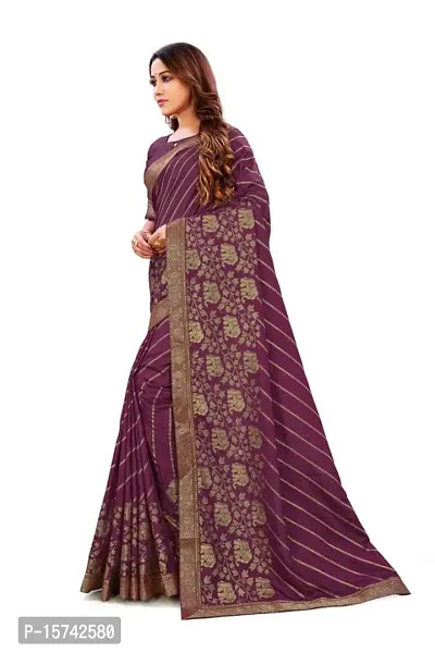 Anoushka ARBUDA FASHION Women's Solid Silk 5.5 Meter Saree with Unstitched Blouse Piece.(Wine)-thumb3