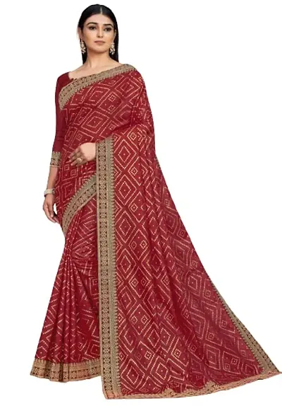 Anoushka ARBUDA FASHION Women's Solid Silk 5.5 Meter Saree with Unstitched Blouse Piece