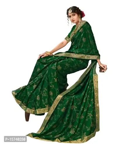 Anoushka ARBUDA FASHION Women's Solid Silk 5.5 Meter Saree with Unstitched Blouse Piece (Green)-thumb0