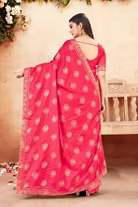 Anoushka ARBUDA FASHION Women's Solid Silk 5.5 Meter Saree with Unstitched Blouse Piece [Pink].-thumb1