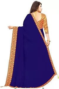 Anoushka ARBUDA FASHION Women's Solid Silk 5.5 Meter Saree with Unstitched Blouse Piece [Royal-Blue]-thumb1