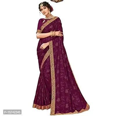 Anoushka ARBUDA FASHION Women's Solid Silk 5.5 Meter Saree with Unstitched Blouse Piece (Wine)-thumb0