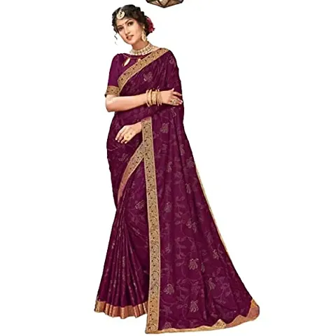 Anoushka ARBUDA FASHION Women's Solid Silk 5.5 Meter Saree with Unstitched Blouse Piece (Wine)