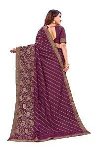 Anoushka ARBUDA FASHION Women's Solid Silk 5.5 Meter Saree with Unstitched Blouse Piece.(Wine)-thumb1