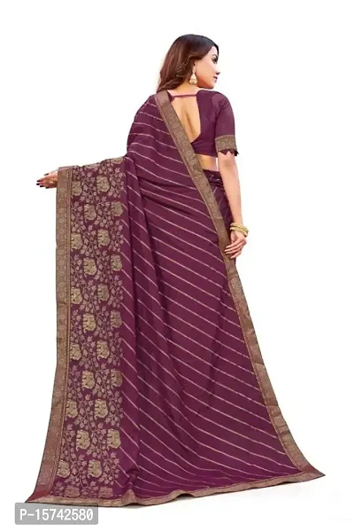 Anoushka ARBUDA FASHION Women's Solid Silk 5.5 Meter Saree with Unstitched Blouse Piece.(Wine)-thumb2