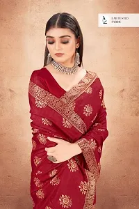 Anoushka ARBUDA FASHION Women's Solid Silk 5.5 Meter Saree with Unstitched Blouse Piece [Maroon].-thumb3