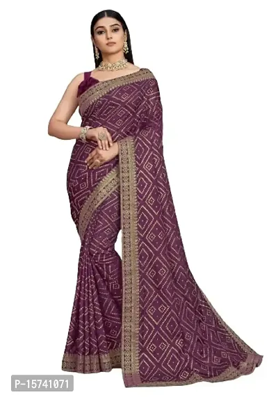 Anoushka ARBUDA FASHION Women's Solid Silk 5.5 Meter Saree with Unstitched Blouse Piece (Wine-thumb0