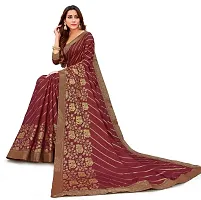 Anoushka ARBUDA FASHION Women's Solid Silk 5.5 Meter Saree with Unstitched Blouse Piece (Dark-Red)-thumb4