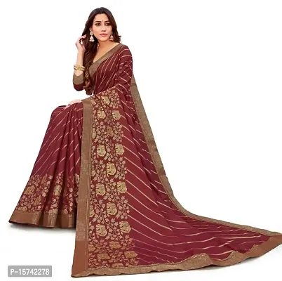 Anoushka ARBUDA FASHION Women's Solid Silk 5.5 Meter Saree with Unstitched Blouse Piece (Dark-Red)-thumb5