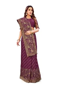 Anoushka ARBUDA FASHION Women's Solid Silk 5.5 Meter Saree with Unstitched Blouse Piece.(Wine)-thumb3