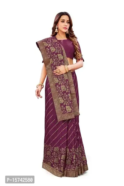 Anoushka ARBUDA FASHION Women's Solid Silk 5.5 Meter Saree with Unstitched Blouse Piece.(Wine)-thumb4