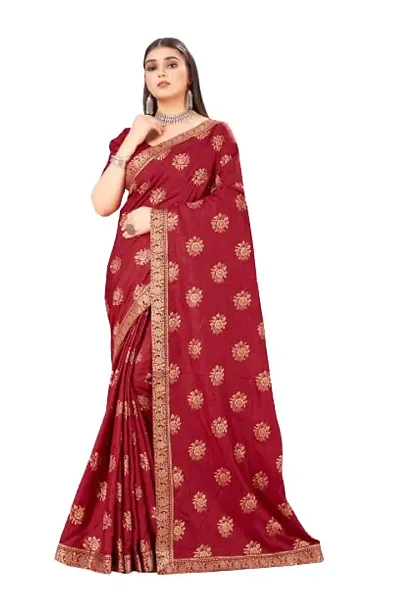 Shreeji Fashion Women's Saree With Blouse Piece (P wine)