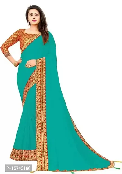 Anoushka ARBUDA FASHION Women's Solid Silk 5.5 Meter Saree with Unstitched Blouse Piece [Rama]