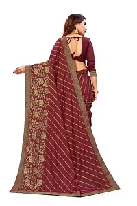 Anoushka ARBUDA FASHION Women's Solid Silk 5.5 Meter Saree with Unstitched Blouse Piece (Dark-Red)-thumb1