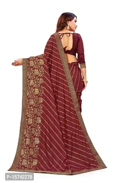 Anoushka ARBUDA FASHION Women's Solid Silk 5.5 Meter Saree with Unstitched Blouse Piece (Dark-Red)-thumb2