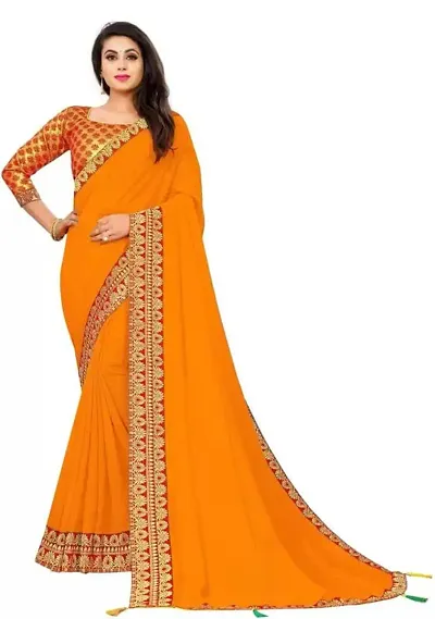 Anoushka ARBUDA FASHION Women's Solid Silk 5.5 Meter Saree with Unstitched Blouse Piece