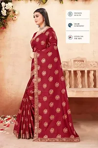 Anoushka ARBUDA FASHION Women's Solid Silk 5.5 Meter Saree with Unstitched Blouse Piece [Maroon].-thumb2