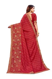 Anoushka ARBUDA FASHION Women's Solid Silk 5.5 Meter Saree with Unstitched Blouse Piece.(Red)-thumb1