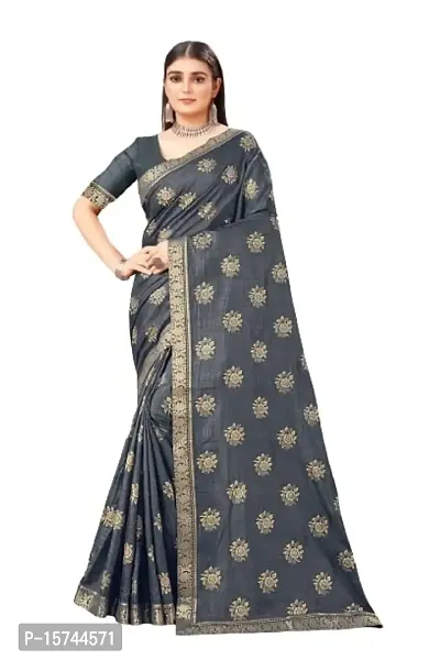 Anoushka ARBUDA FASHION Women's Solid Silk 5.5 Meter Saree with Unstitched Blouse Piece [Black].