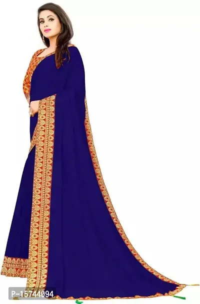 Anoushka ARBUDA FASHION Women's Solid Silk 5.5 Meter Saree with Unstitched Blouse Piece [Royal-Blue]-thumb3