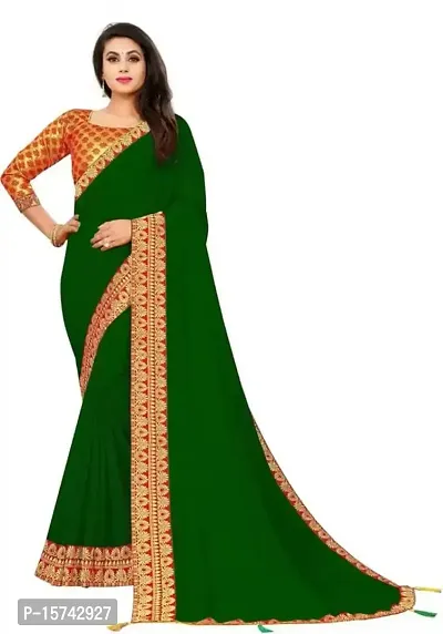 Anoushka ARBUDA FASHION Women's Solid Silk 5.5 Meter Saree with Unstitched Blouse Piece [Green]