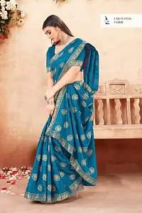 Anoushka ARBUDA FASHION Women's Solid Silk 5.5 Meter Saree with Unstitched Blouse Piece [Blue].-thumb3