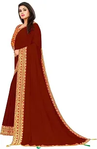 Anoushka ARBUDA FASHION Women's Solid Silk 5.5 Meter Saree with Unstitched Blouse Piece [maroon]-thumb3