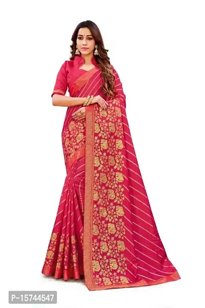 Anoushka ARBUDA FASHION Women's Solid Silk 5.5 Meter Saree with Unstitched Blouse Piece.(Pink)-thumb0