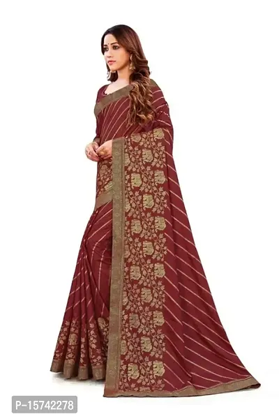 Anoushka ARBUDA FASHION Women's Solid Silk 5.5 Meter Saree with Unstitched Blouse Piece (Dark-Red)-thumb3