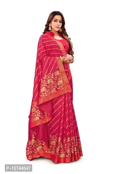 Anoushka ARBUDA FASHION Women's Solid Silk 5.5 Meter Saree with Unstitched Blouse Piece.(Pink)-thumb4