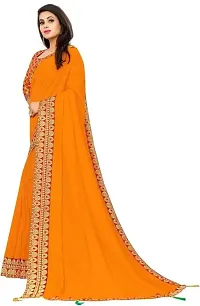 Anoushka ARBUDA FASHION Women's Solid Silk 5.5 Meter Saree with Unstitched Blouse Piece [Yellow]-thumb2