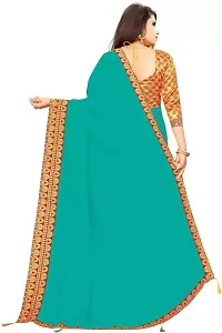 Anoushka ARBUDA FASHION Women's Solid Silk 5.5 Meter Saree with Unstitched Blouse Piece [Rama]-thumb1