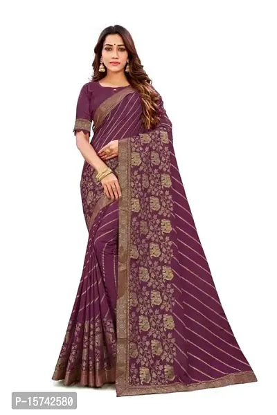 Anoushka ARBUDA FASHION Women's Solid Silk 5.5 Meter Saree with Unstitched Blouse Piece.(Wine)