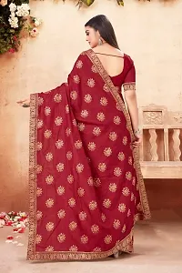 Anoushka ARBUDA FASHION Women's Solid Silk 5.5 Meter Saree with Unstitched Blouse Piece [Maroon].-thumb1