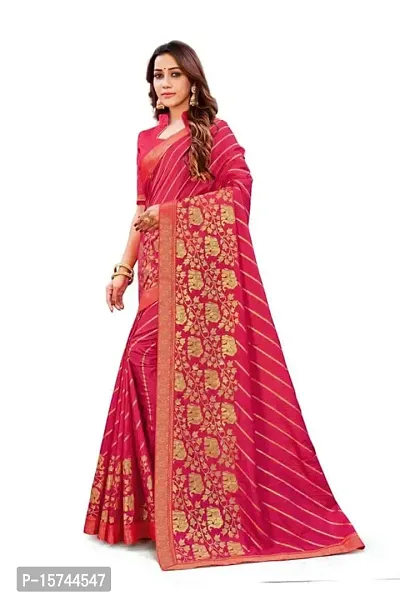 Anoushka ARBUDA FASHION Women's Solid Silk 5.5 Meter Saree with Unstitched Blouse Piece.(Pink)-thumb3