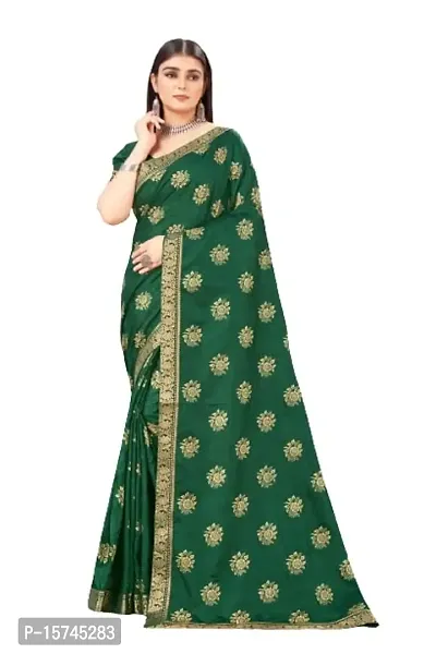 Anoushka ARBUDA FASHION Women's Solid Silk 5.5 Meter Saree with Unstitched Blouse Piece [Green].